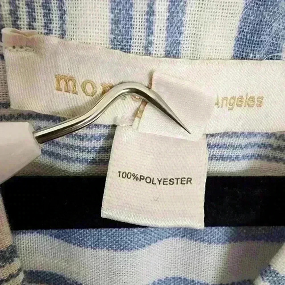 Monteau Short Sleeve V Neck Striped Relaxed Flowy Farmhouse Maxi Dress Medium - Picture 10 of 10